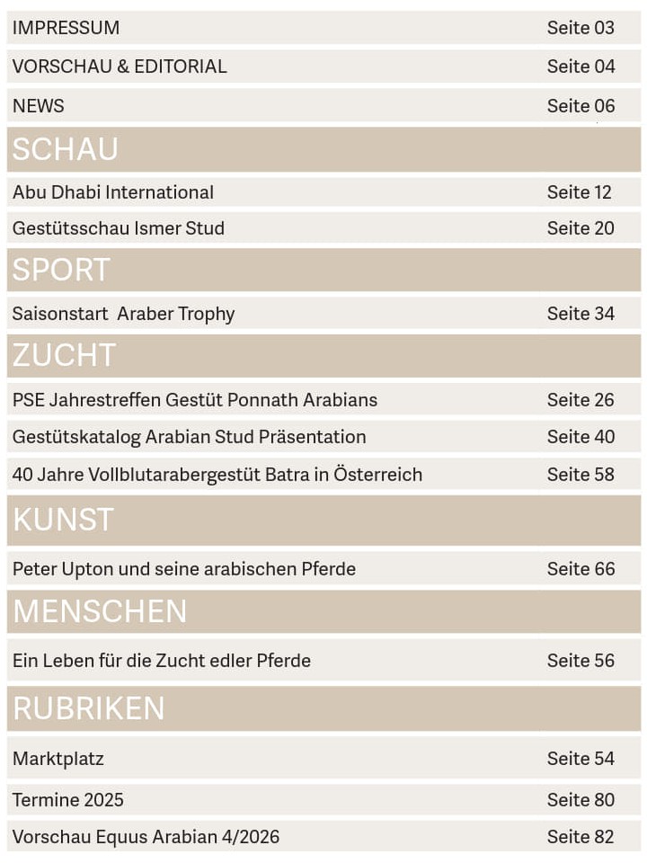 Inhalt Equus Arabian